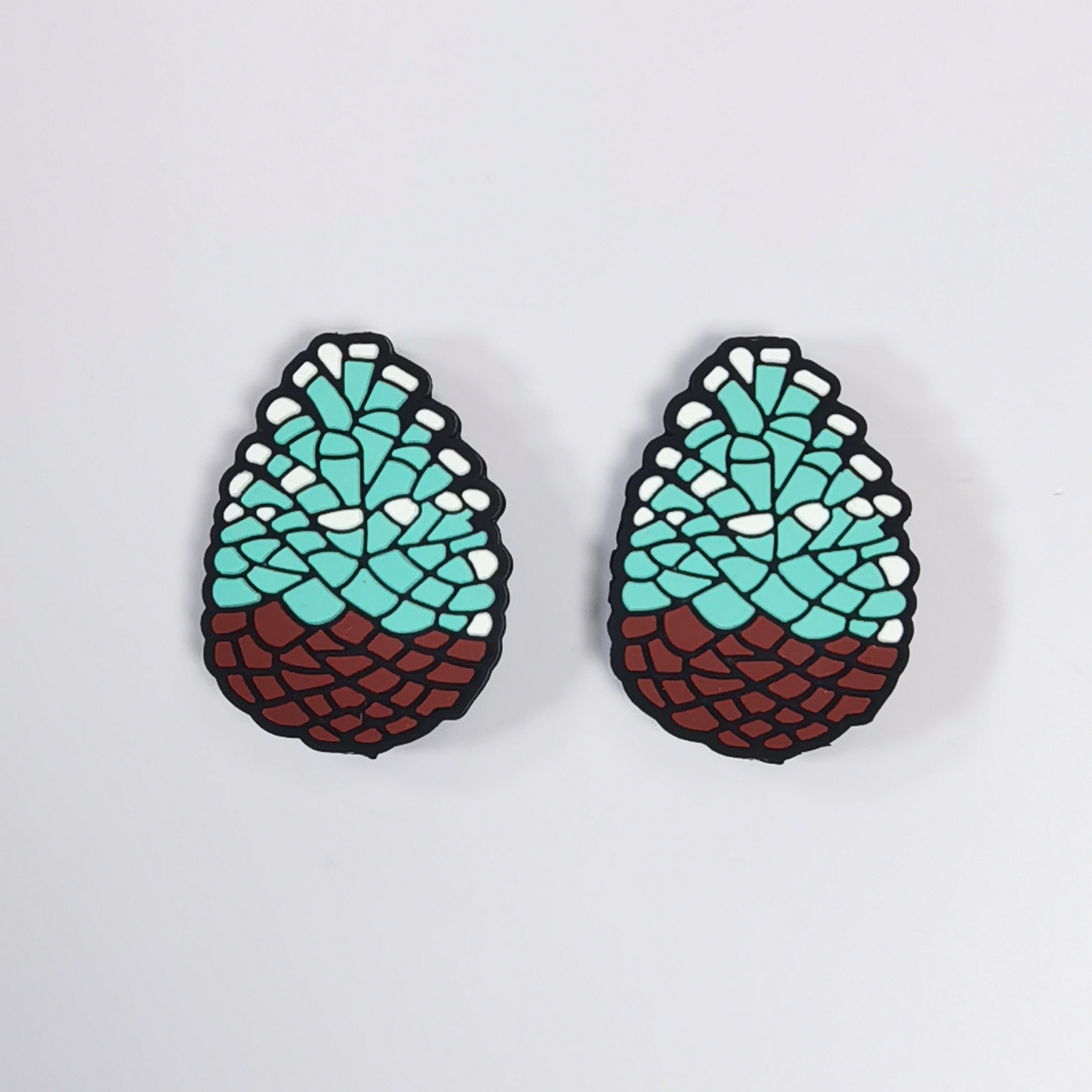 Wholesale 10pcs Creative Two-color Splicing Concept Pine Cone Beads